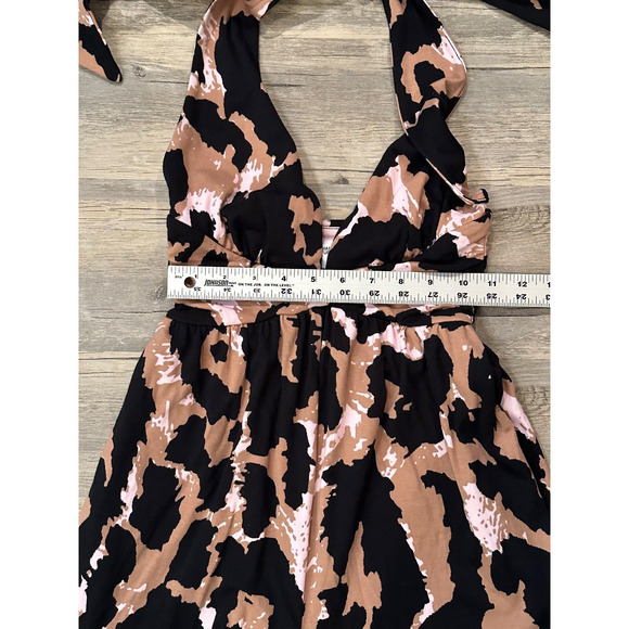 DVF x Target Halter Leopard Neutral Jumpsuit XXS Diane Von Furstenburg Pockets - Picture 4 of 6